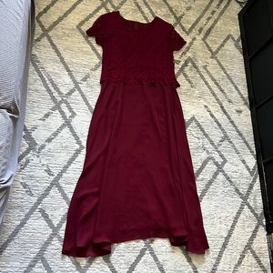 Fashion Royal USA Burgundy Laced Formal Gown Size XL